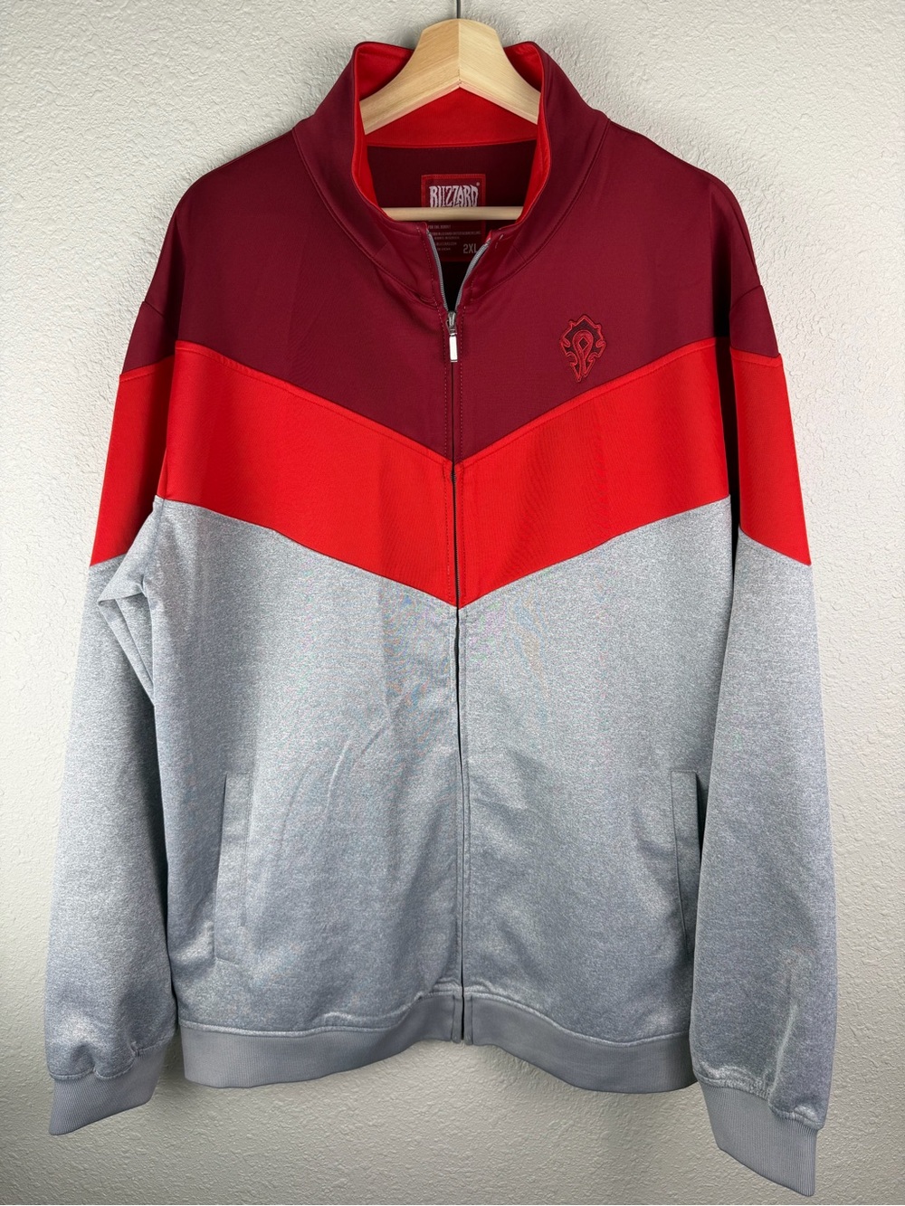 Blizzard World of Warcraft Horde Track Jacket Mens 2XL Red Gray Full Zip WoW